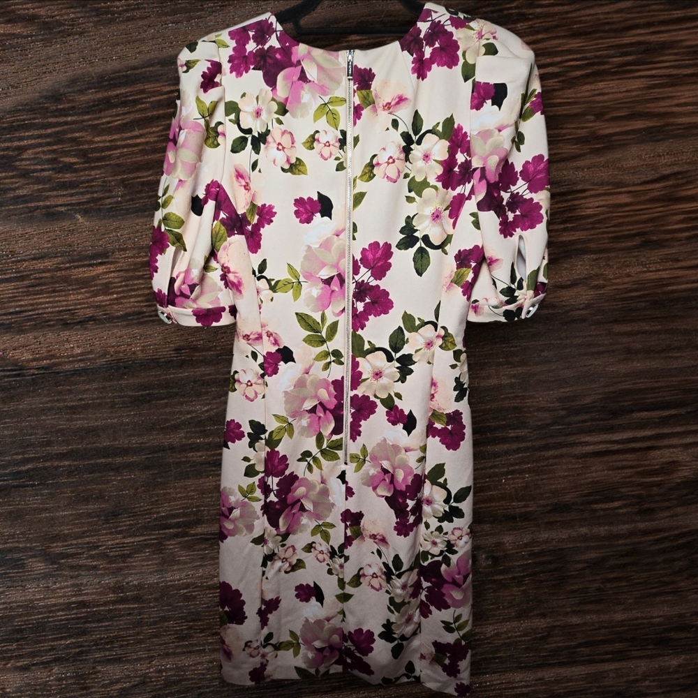 Calvin Klein Womens Dress Pink Floral V Neck A Line Sheath Size 6 - Picture 2 of 16
